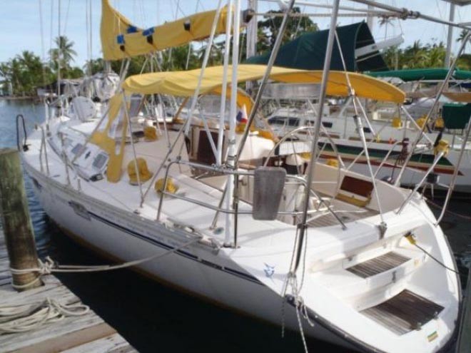 As she was - a happy-looking Jeanneau Sun Odyssey 44.  Her way to a watery grave began with her sale to new owners earlier this year in Panama ©  SW